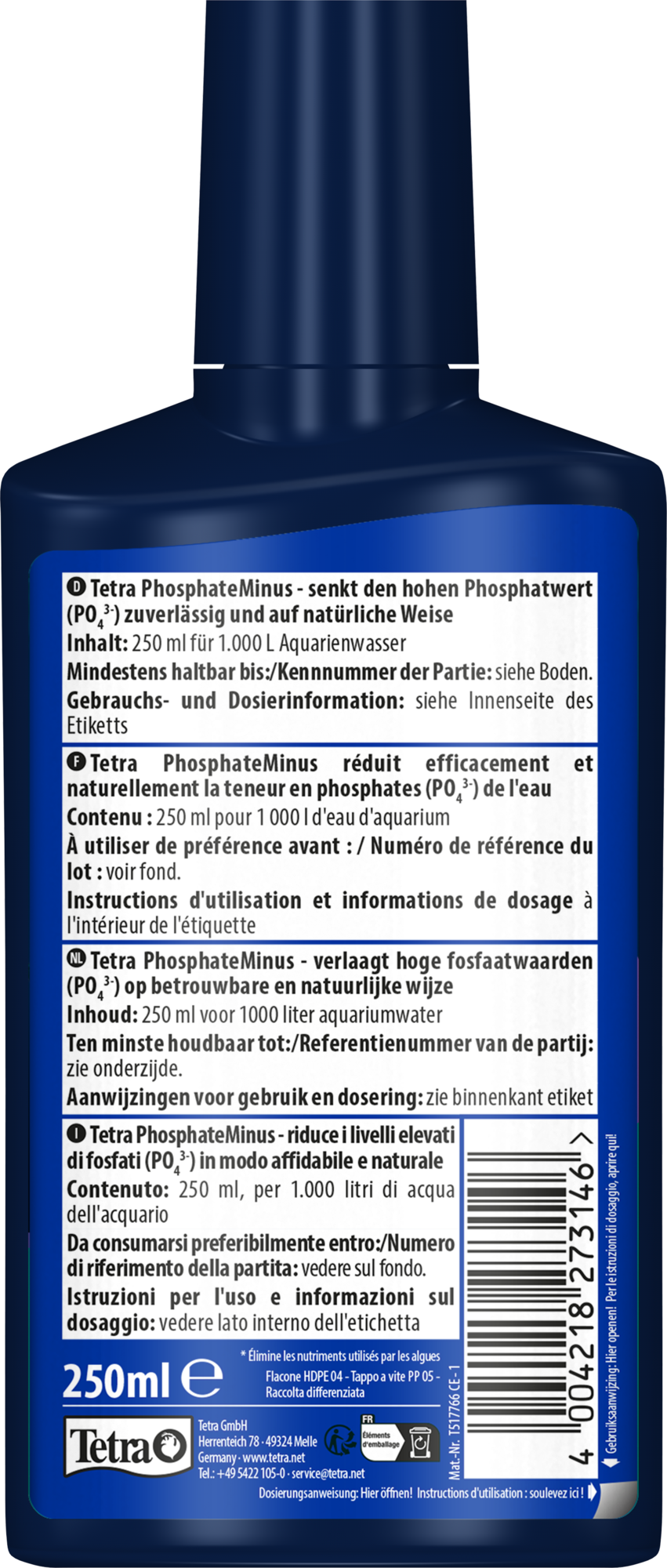 Tetra - R&eacute;duction Phosphates PhosphateMinus pour Aquarium - 250ml Image num&eacute;ro 4
