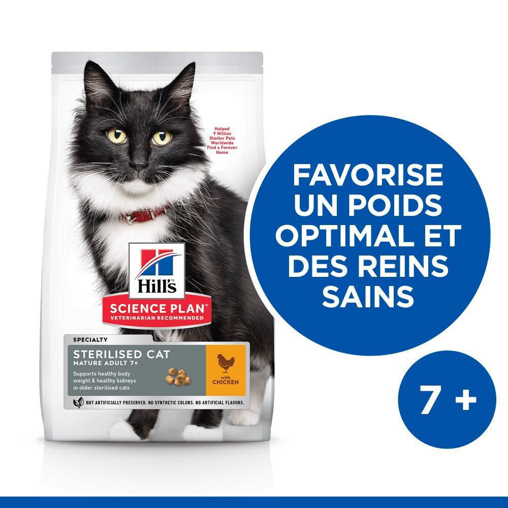 Hill's Science Plan - Mature Adult Sterilised Cat Croquettes Pour Chat Ag&eacute; St&eacute;rilis&eacute; Au Poulet - 3kg Image num&eacute;ro 4
