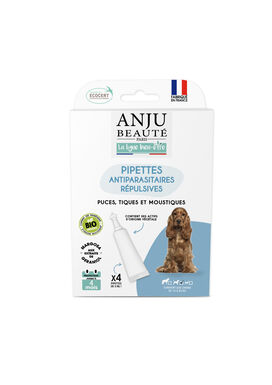 Anju Beaute - Pipettes Antiparasitaire Répulsives BIO pour Chiens 10 à 20kg - x 4