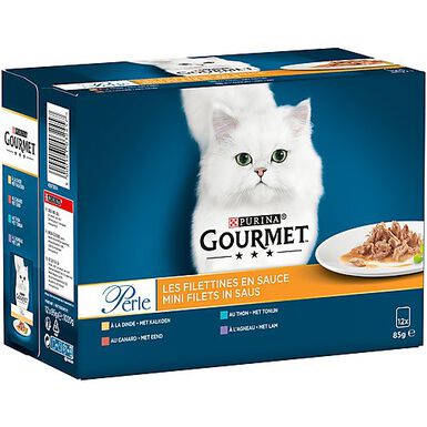 Gourmet - Sachets Perle Les Filettines avec Viandes et Poissons pour Chat - 12x85g