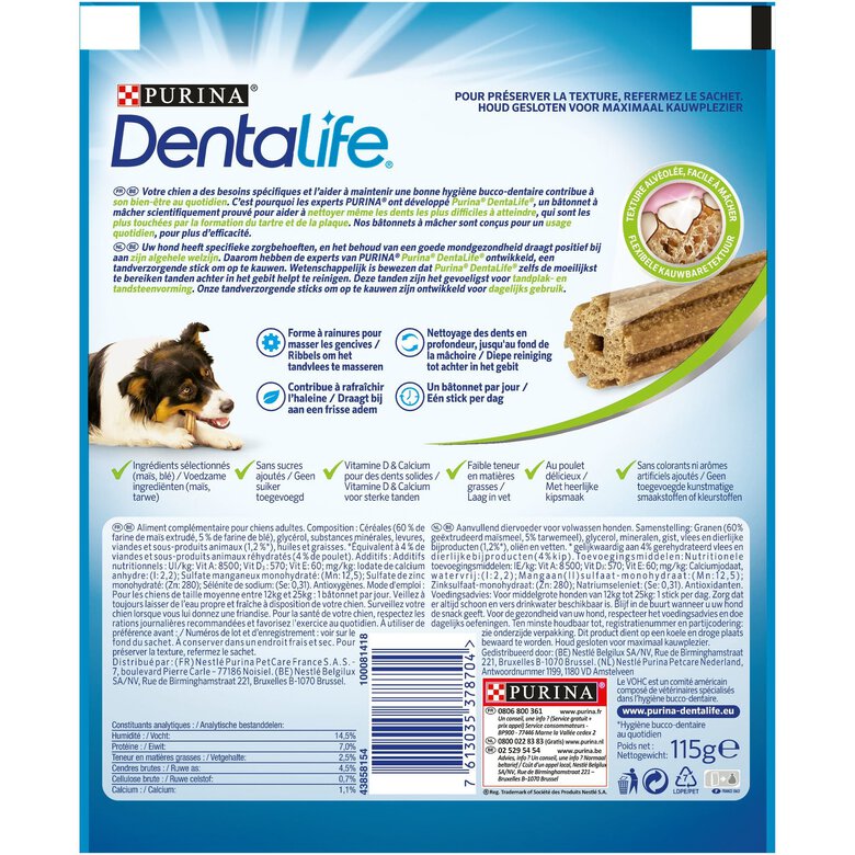 Dentalife - Bâtonnets à Mâcher Medium pour Chien - 115g Image numéro 4 Dentalife - Bâtonnets à Mâcher Medium pour Chien - 115g Image numéro 4
