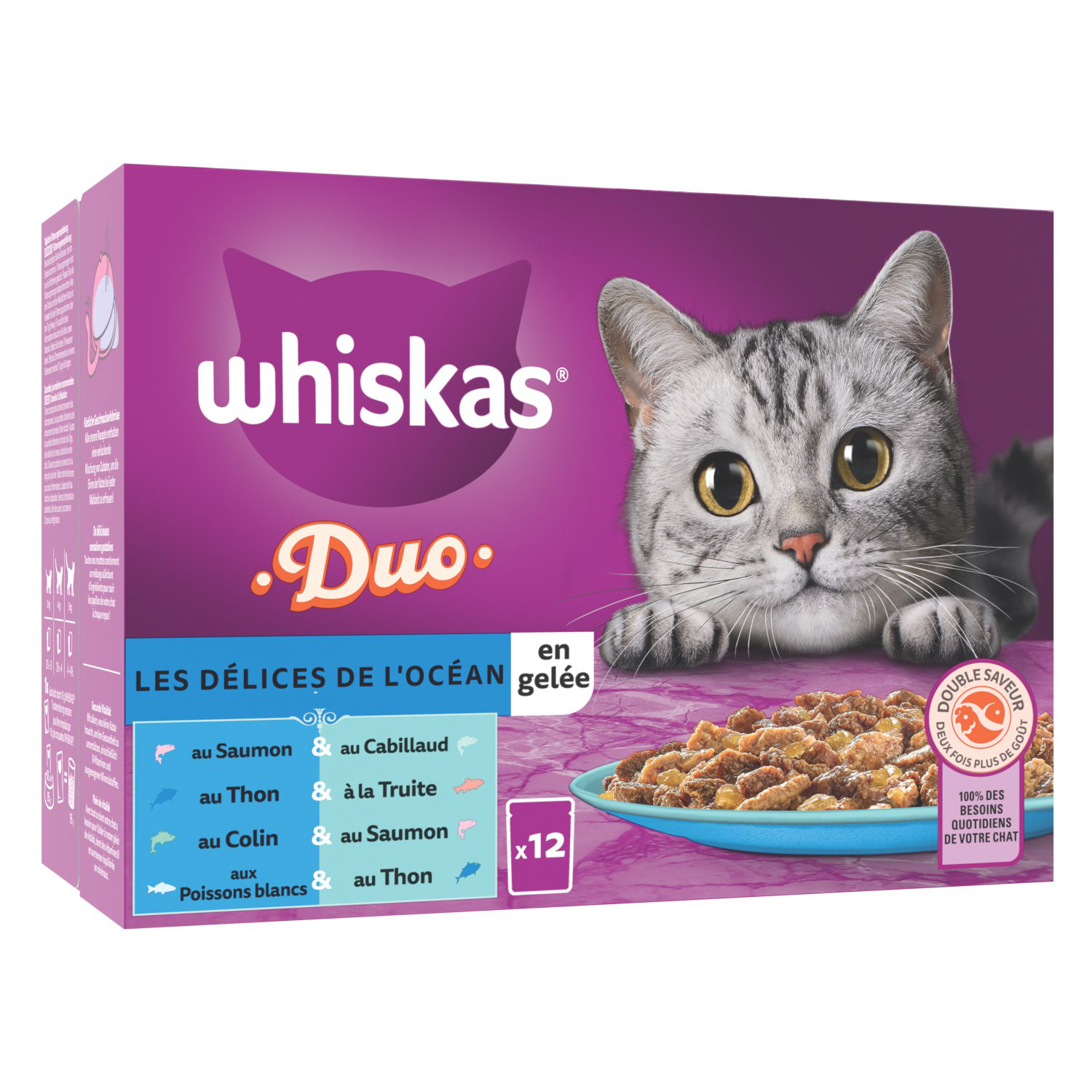 Whiskas - Sachets Fra&icirc;cheurs Duo Les D&eacute;lices de l'Oc&eacute;an en Gel&eacute;e pour Chats - 12x85g Image num&eacute;ro 1