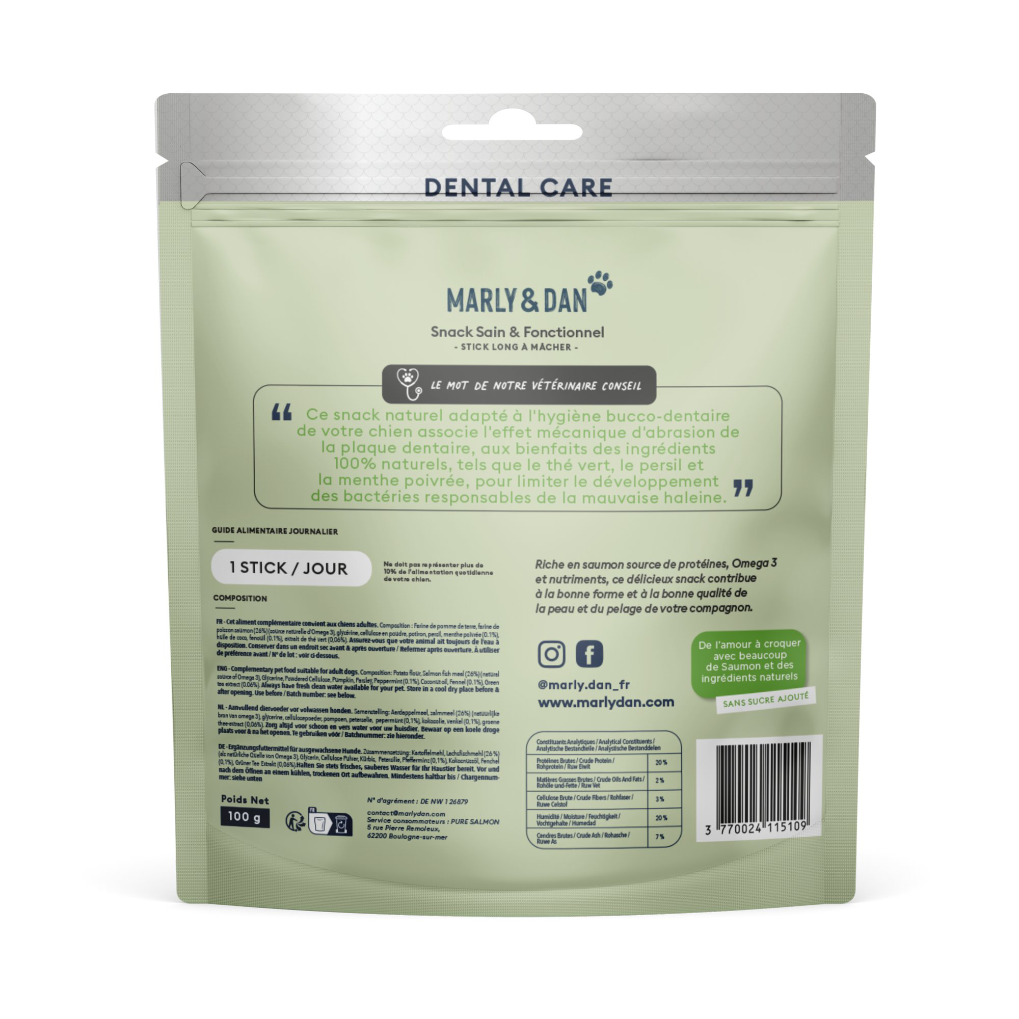 Marly & Dan - Friandises &agrave; M&acirc;cher Dental Care S - 100g Image num&eacute;ro 2