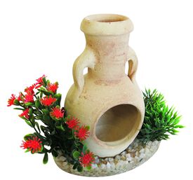 Sydeco - Décoration pour Aquarium Amphore Fleurs - 15 cm