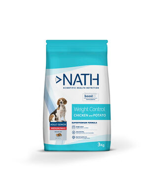 Nath - Croquettes Medium/Maxi Adult Weight Control au Poulet pour Chien - 3Kg