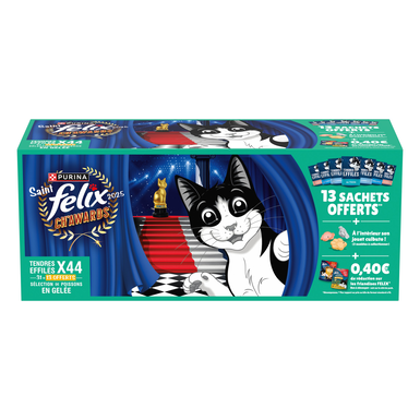 Felix - Tendres Effilés en Gelée Sélection De Poissons Pour Chats Adultes - 44x85g (31+13 Offerts)