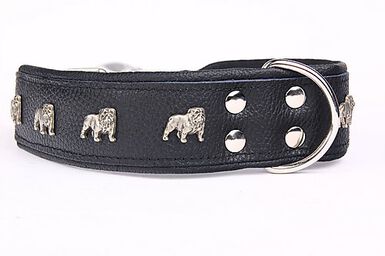 Yogipet - Collier Super Bulldog Cuir pour Chien Noir