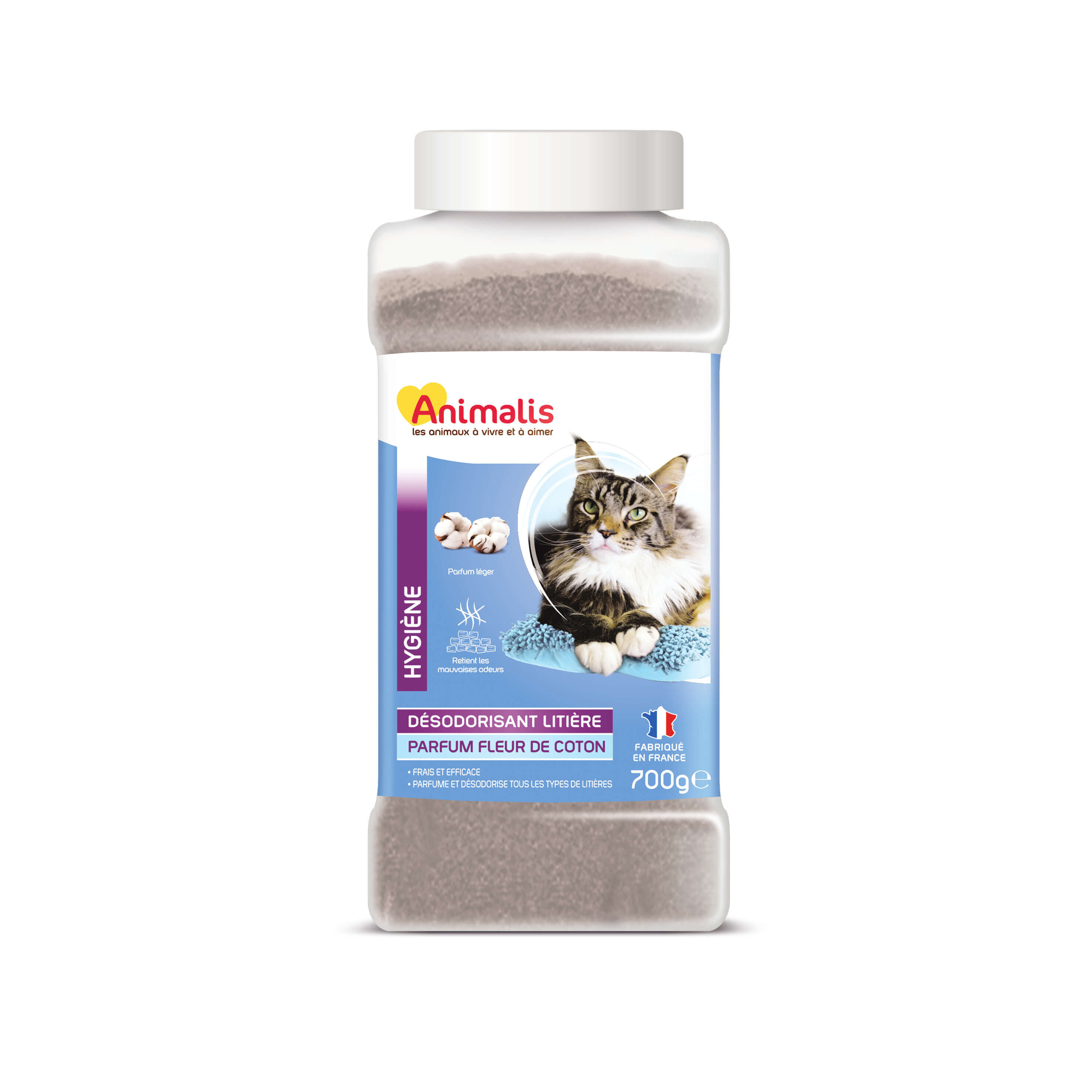 Animalis - D&eacute;sodorisant pour Liti&egrave;re Parfum Fleur de Coton pour Chat - 700g Image num&eacute;ro 1