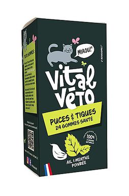 Vitalvéto - Gommes Santé Tiques & Puces pour Chat - 24g