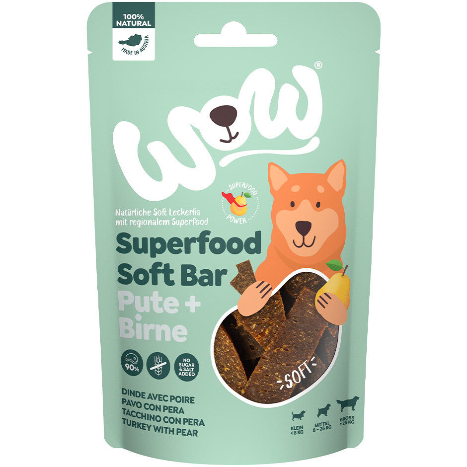 Wow - Friandises Barre Superfood Dinde Poire pour Chiens - 150g Image num&eacute;ro 1