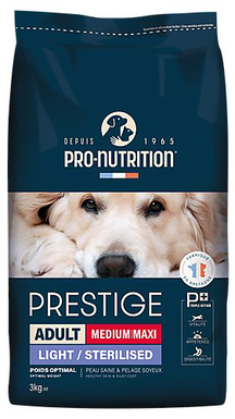 Pro-nutrition - Croquettes Prestige Medium Maxi Adult Light/ Sterilised pour Chiens - 3Kg