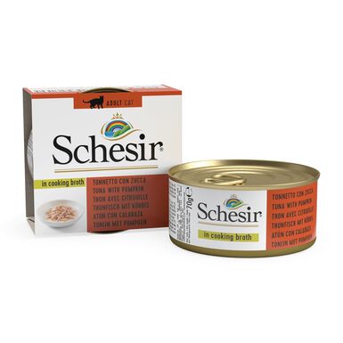 Schesir - Boîte Pâtée au Thon avec Citrouilles en Bouillon pour Chat - 70g