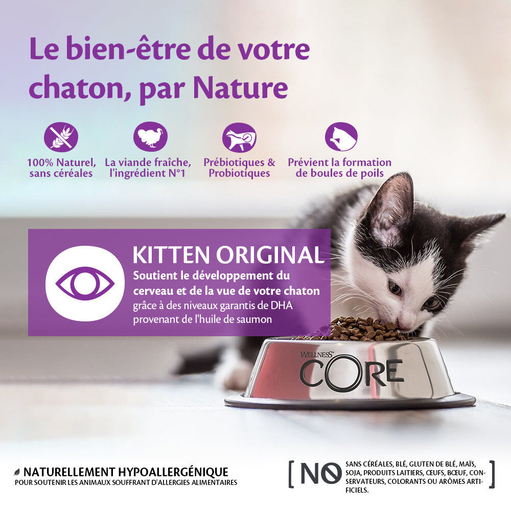 Wellness CORE - Croquettes Kitten Dinde et Poulet pour Chaton - 1,75Kg Image num&eacute;ro 2