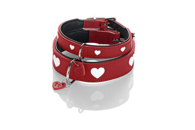 Hunter - Collier Love en Cuir de Bœuf Rouge pour Chiens