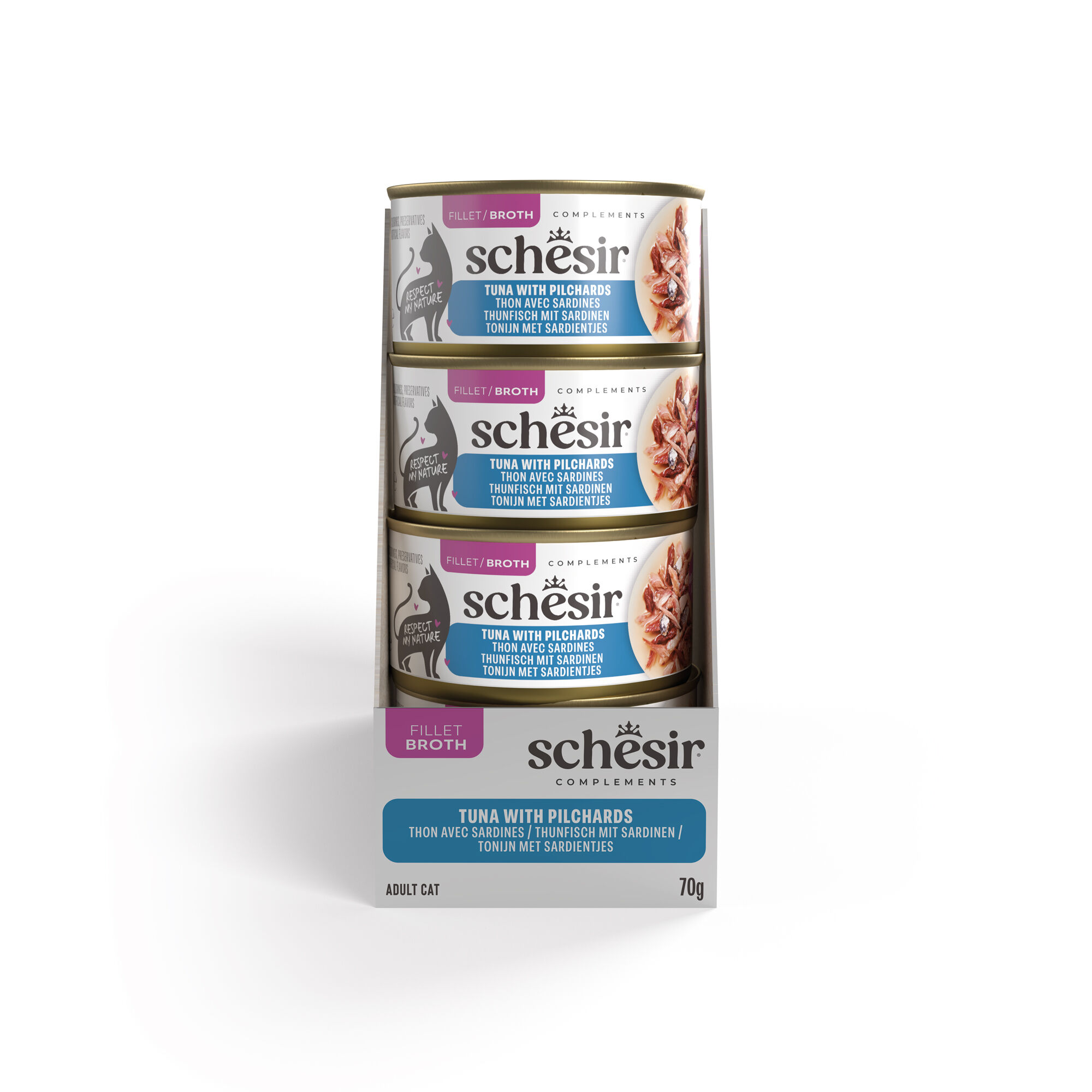 Schesir - P&acirc;t&eacute;e en Gel&eacute;e Thon et Sardine En Bouillon Pour Chats - 70g Image num&eacute;ro 4