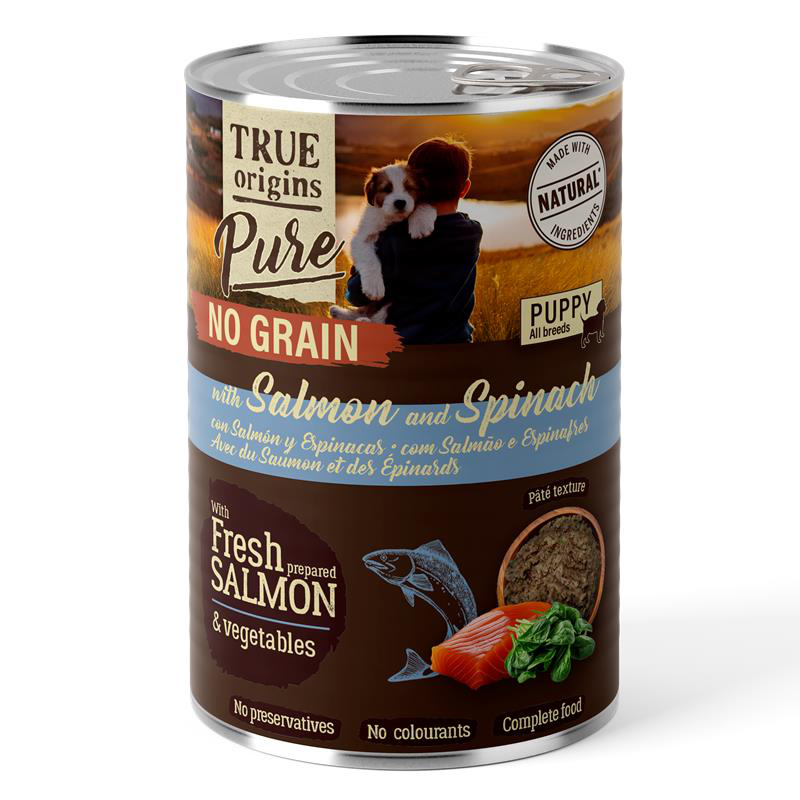 True Origins Pure - P&acirc;t&eacute;e Saumon et Epinards pour Chiots - 400g Image num&eacute;ro 1
