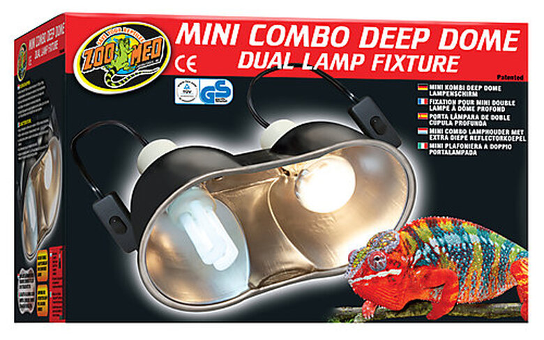 Zoomed - Support de Lampe Double Mini Dôme Profond Mini Combo Deep Dome LF-19E pour Terrarium - 2x100W image number null