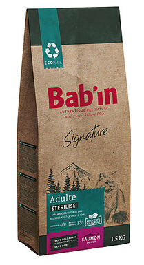 Bab'in - Croquettes Saumon pour Chats Stérilisés - 1,5Kg