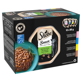 Sheba - Barquettes Sauce Collection S&eacute;lection Mixte 4 vari&eacute;t&eacute;s pour Chats - 12x85g