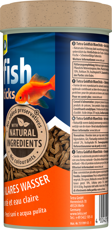 Tetra - Aliment Goldfish Wave Sticks Poissons Rouges - 250ml Image numéro 2 Tetra - Aliment Goldfish Wave Sticks Poissons Rouges - 250ml Image numéro 2
