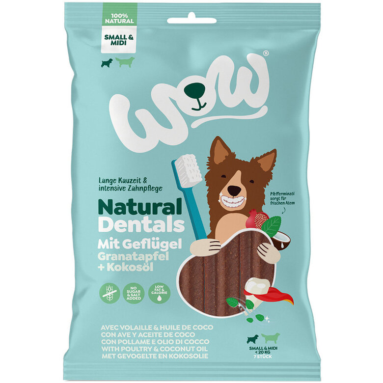 WOW - Friandises à Mâcher Natural Dentals Volaille pour Petits et Moyens Chiens - 180g Image numéro 1 WOW - Friandises à Mâcher Natural Dentals Volaille pour Petits et Moyens Chiens - 180g Image numéro 1