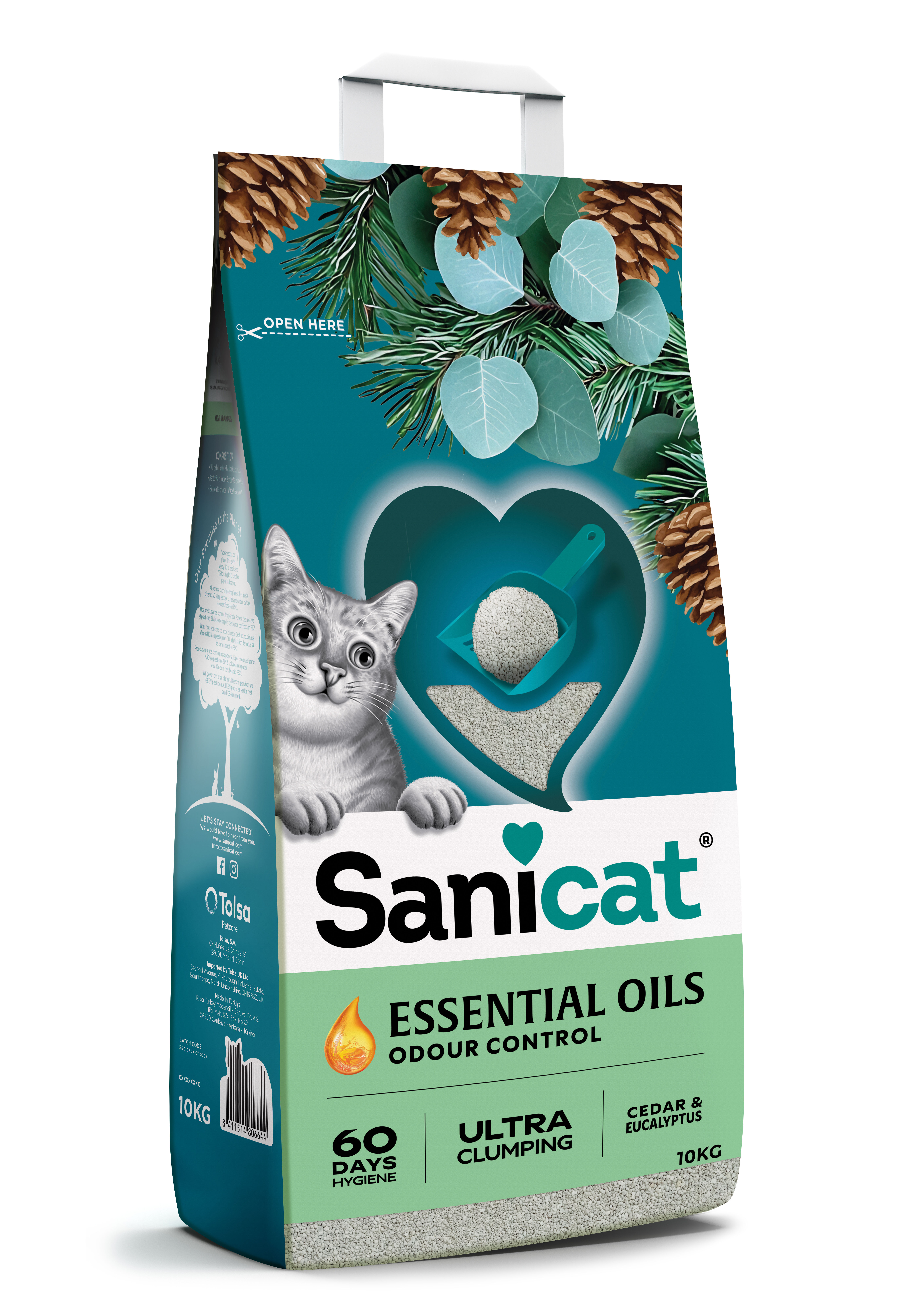 Sanicat - Liti&egrave;re Agglom&eacute;rante Essential Oils White Eucalyptus pour Chats - 10Kg Image num&eacute;ro 1