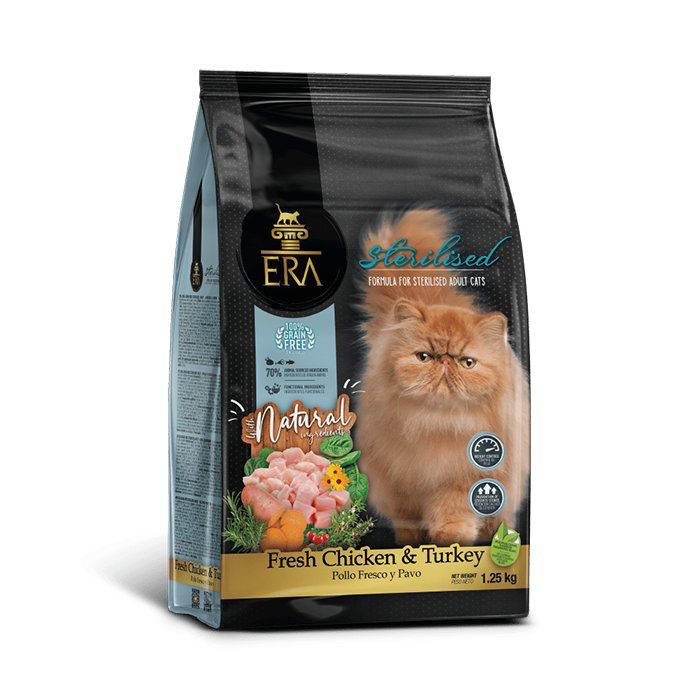 Era - Croquettes Sans C&eacute;r&eacute;ales Poulet et Dinde pour Chats St&eacute;rilis&eacute;s - 1,25kg Image num&eacute;ro 1