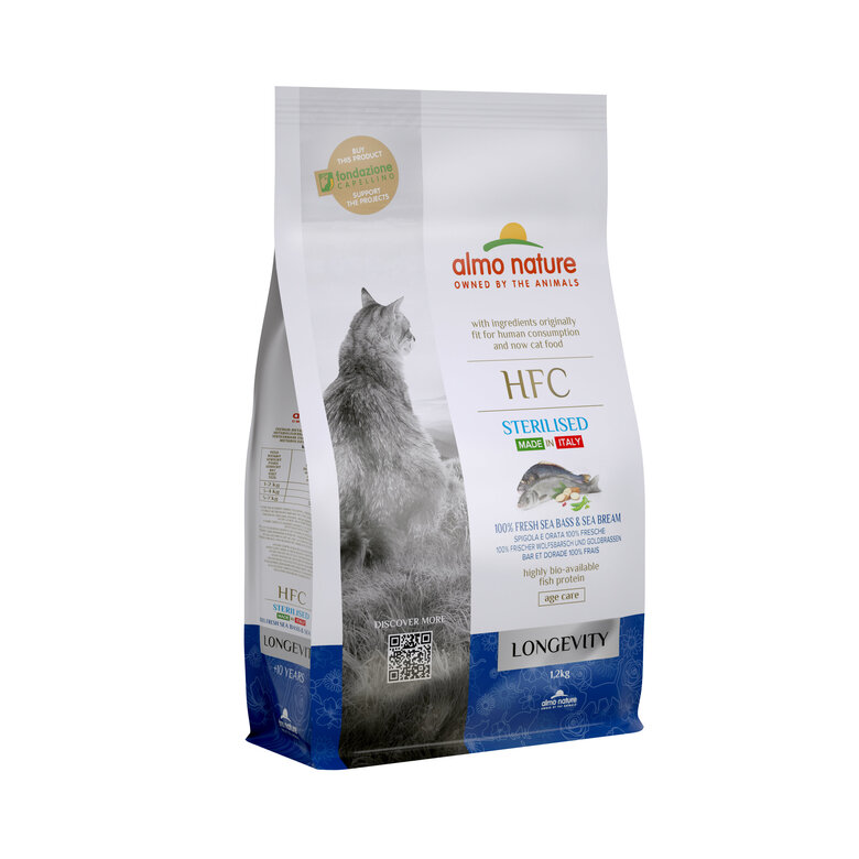 Almo Nature - Croquettes HFC Longevity Sterilised à la Dorade et au Bar Frais pour Chat Senior - 1,2Kg Image numéro 1 Almo Nature - Croquettes HFC Longevity Sterilised à la Dorade et au Bar Frais pour Chat Senior - 1,2Kg Image numéro 1