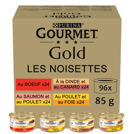 Gourmet - Boîtes GOLD Les Noisettes pour Chats Adultes - 96x85g