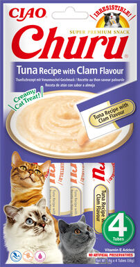 Inaba - Friandises Churu Recette Thon et Palourde pour Chats - 4x14g