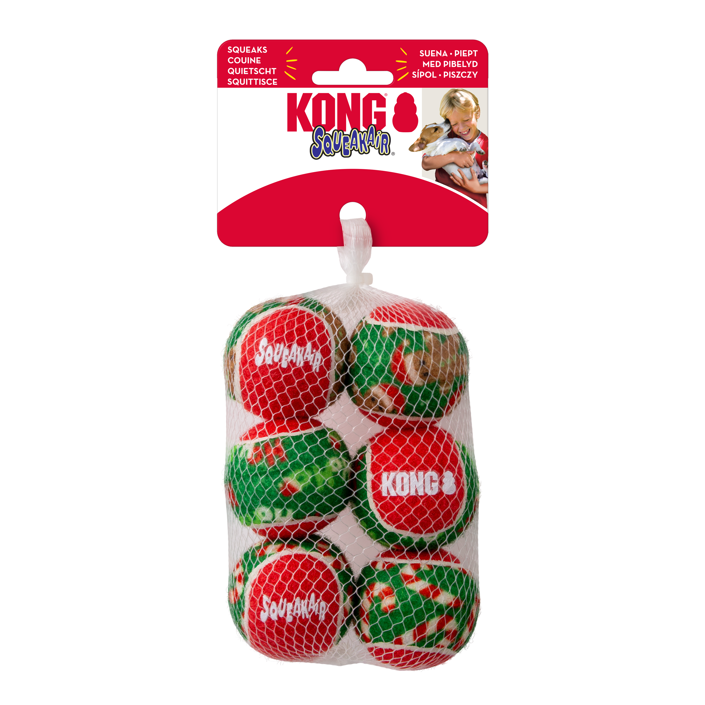 Kong - Balles Squeakair Balls No&euml;l - x6 Image num&eacute;ro 1