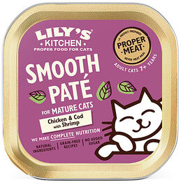 Lily's Kitchen - Pâtée Moelleuse Poulet Cabillaud et Crevette pour Chat Senior - 85g