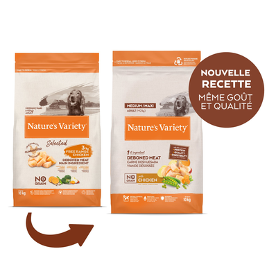 Nature's Variety - Croquettes No Grain Adulte Au Poulet Pour Chiens -10kg