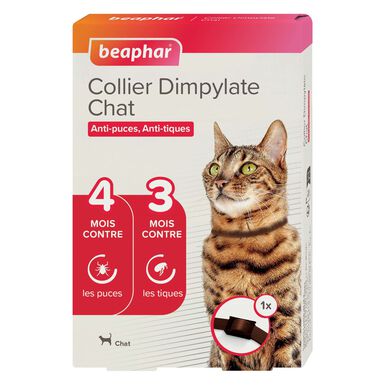 Beaphar - Collier Dimpylate anti-puces et tiques pour chat  - Marron
