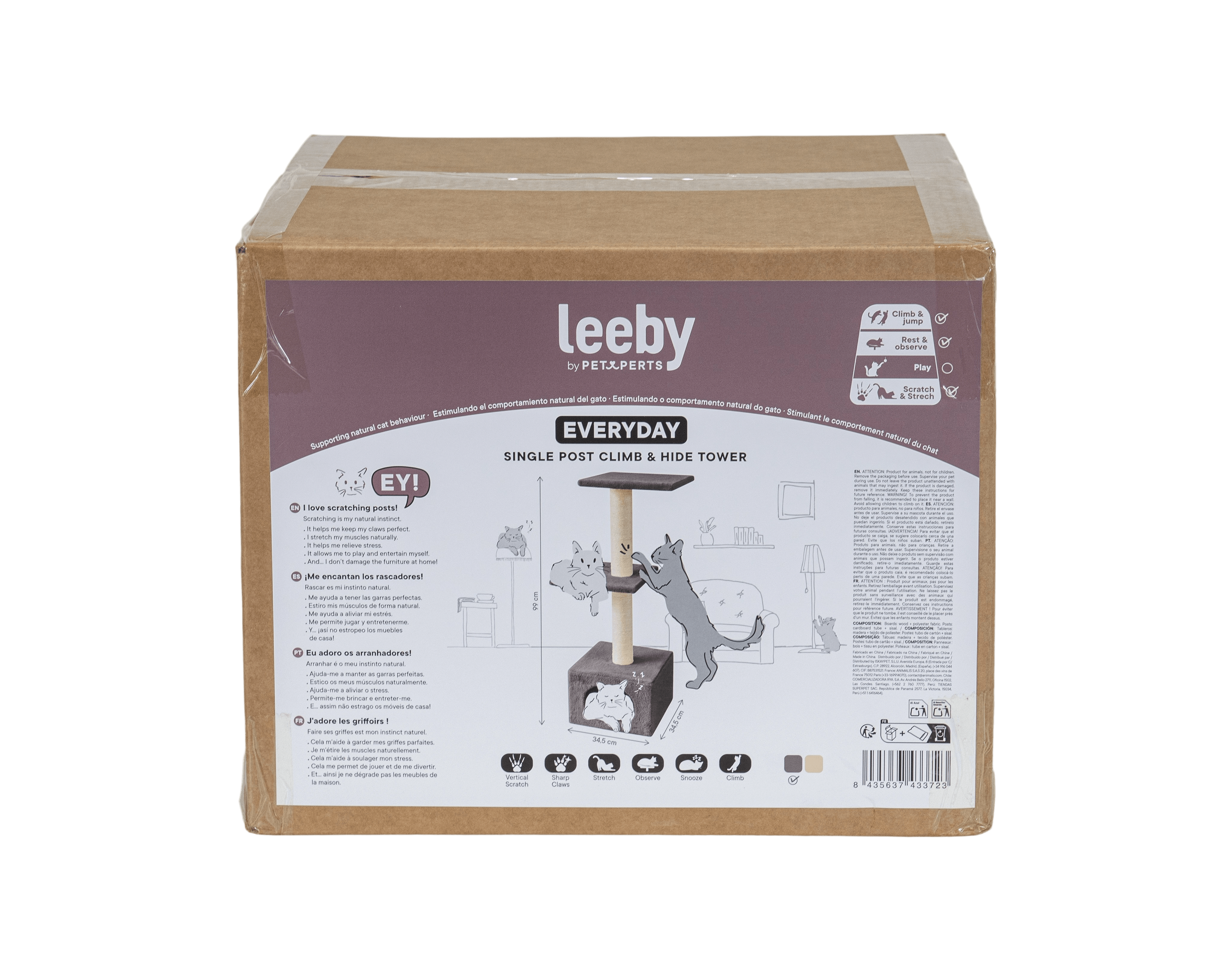 Leeby - Arbre &agrave; Chat Cube Colette pour Chats - Gris Image num&eacute;ro 6