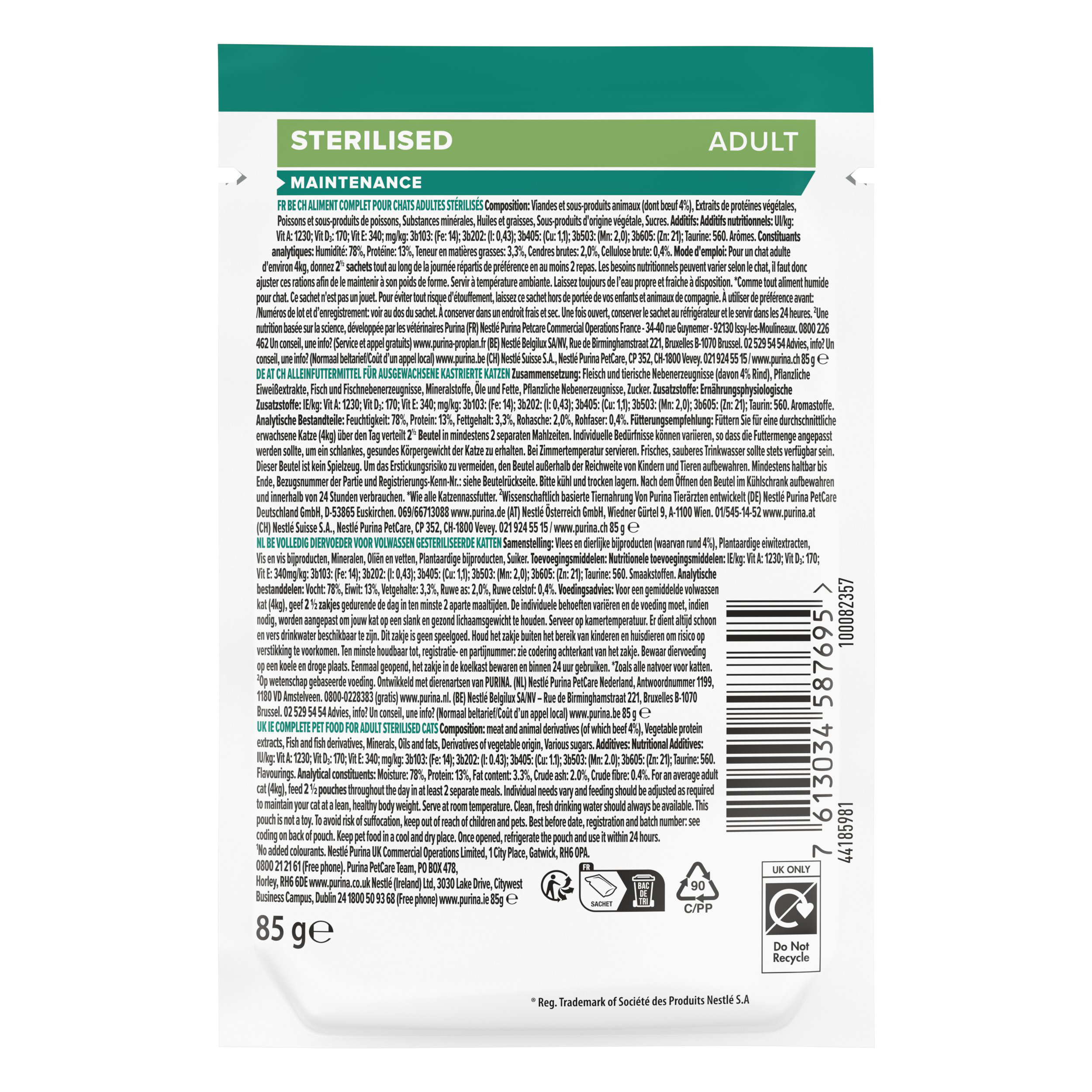 Pro Plan - Bouch&eacute;e en Sauce Sterilised au B&oelig;uf pour Chat St&eacute;rilis&eacute; - 85g Image num&eacute;ro 2