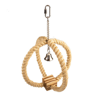 Duvoplus - Corde à Anneaux en sisal avec Cloche pour Oiseaux - 33x22x22cm