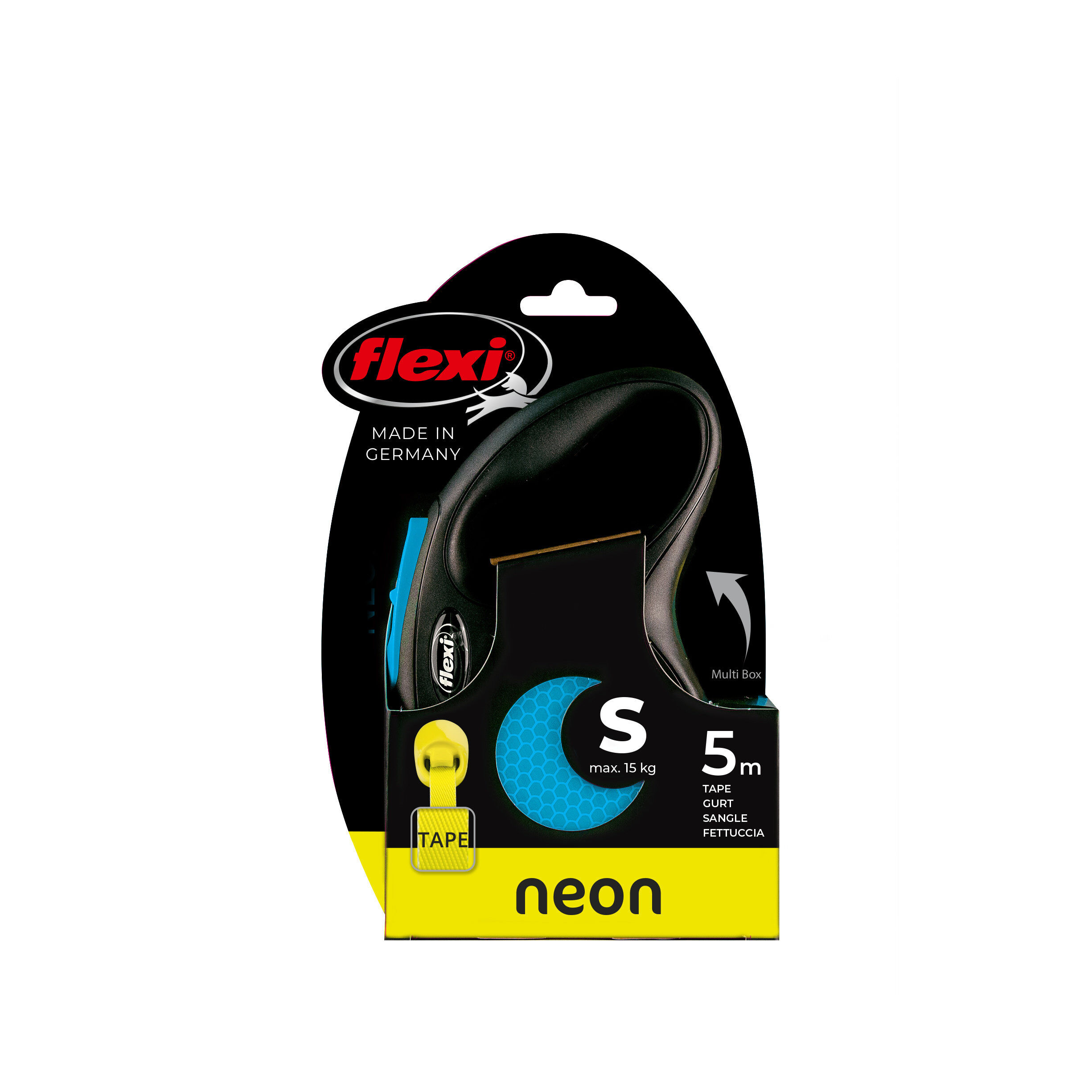 Flexi - Laisse Enrouleur Neon Sangle Bleu - S/5m Image num&eacute;ro 2