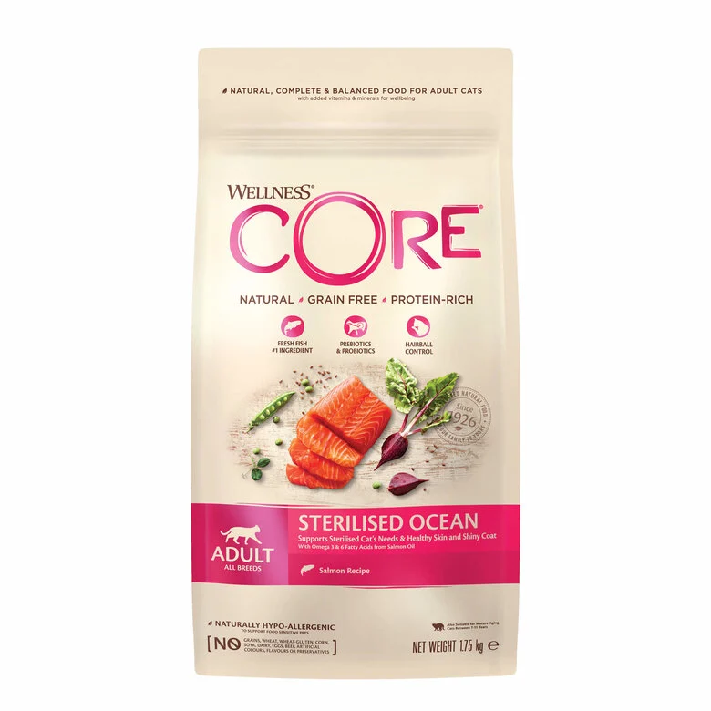 Wellness CORE - Croquettes Sterilised Saumon pour Chat - 1,75Kg Image numéro 1 Wellness CORE - Croquettes Sterilised Saumon pour Chat - 1,75Kg Image numéro 1