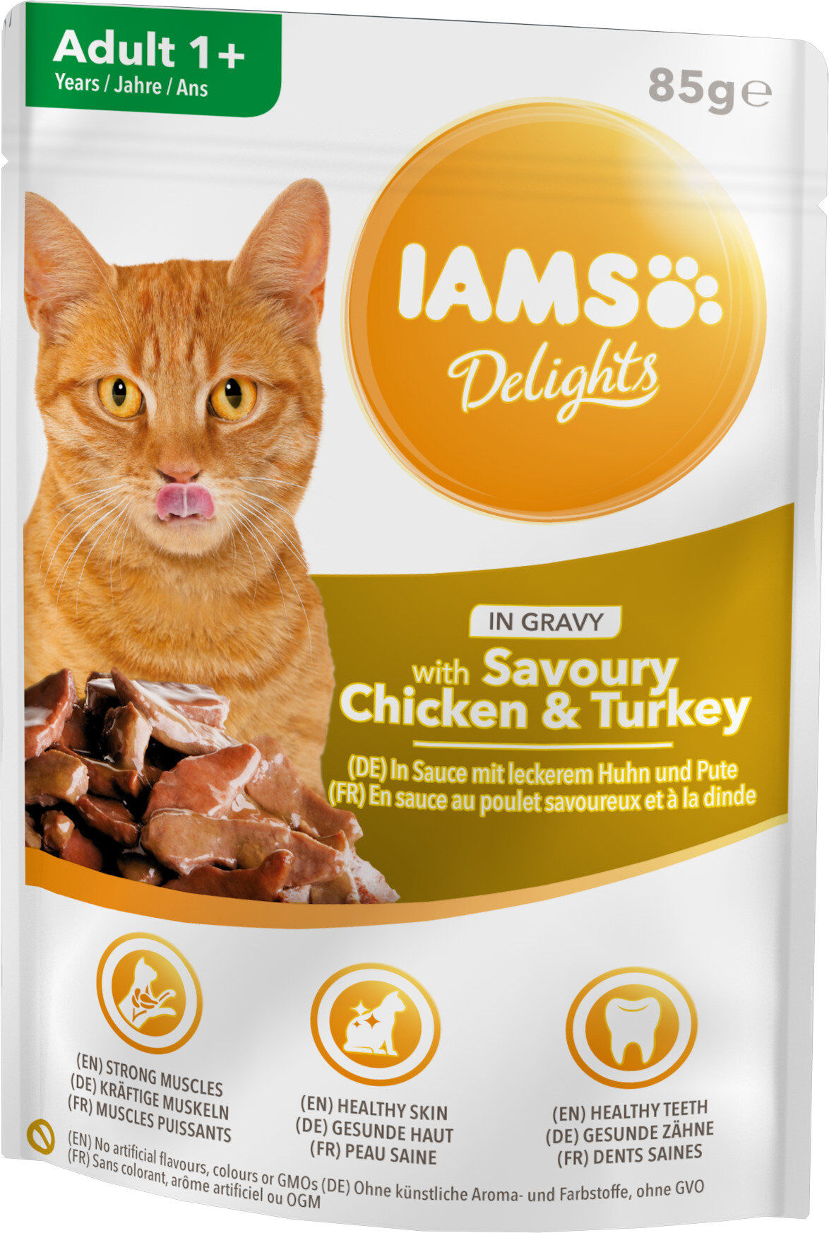Iams -  Sachet Humide Delights Poulet et Dinde en Sauce pour Chats - 85g Image num&eacute;ro 1
