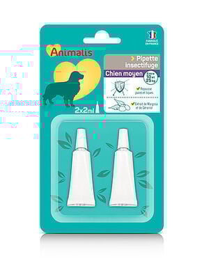 Animalis - Répulsif Insectifuge en Pipette pour Moyen Chien - 2x2ml