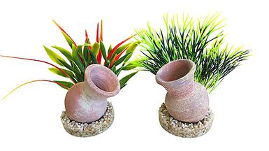 Sydeco - Décoration Plante Artificielle Mini Jarre pour Aquarium