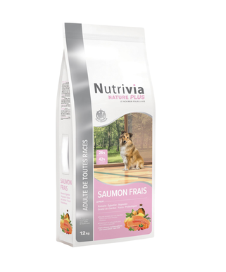Nutrivia Nature Plus - Croquettes Naturelles au Saumon Frais pour Chien de Toutes Races