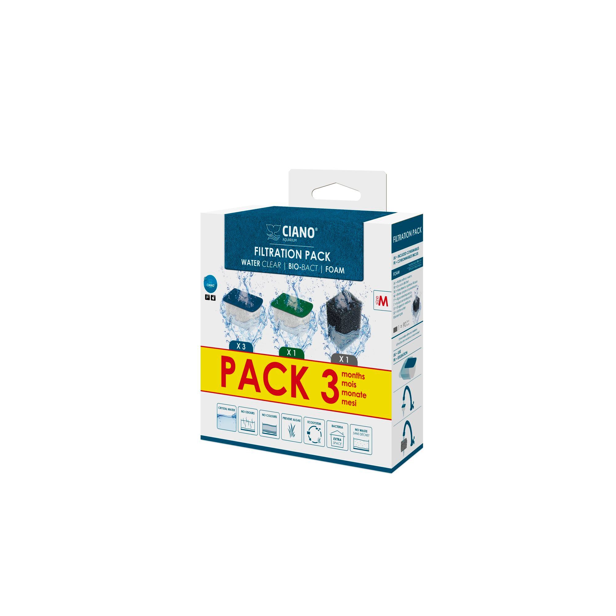 Ciano - Pack 3 Mois de Cartouches WaterClear pour Filtre Aquarium - M Image num&eacute;ro 1