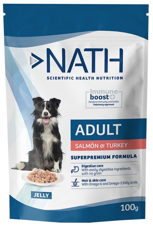 Nath - Pâtée Jelly Immune boost+ Saumon et Dinde pour Chiens - 100g Image numéro 1 Nath - Pâtée Jelly Immune boost+ Saumon et Dinde pour Chiens - 100g Image numéro 1