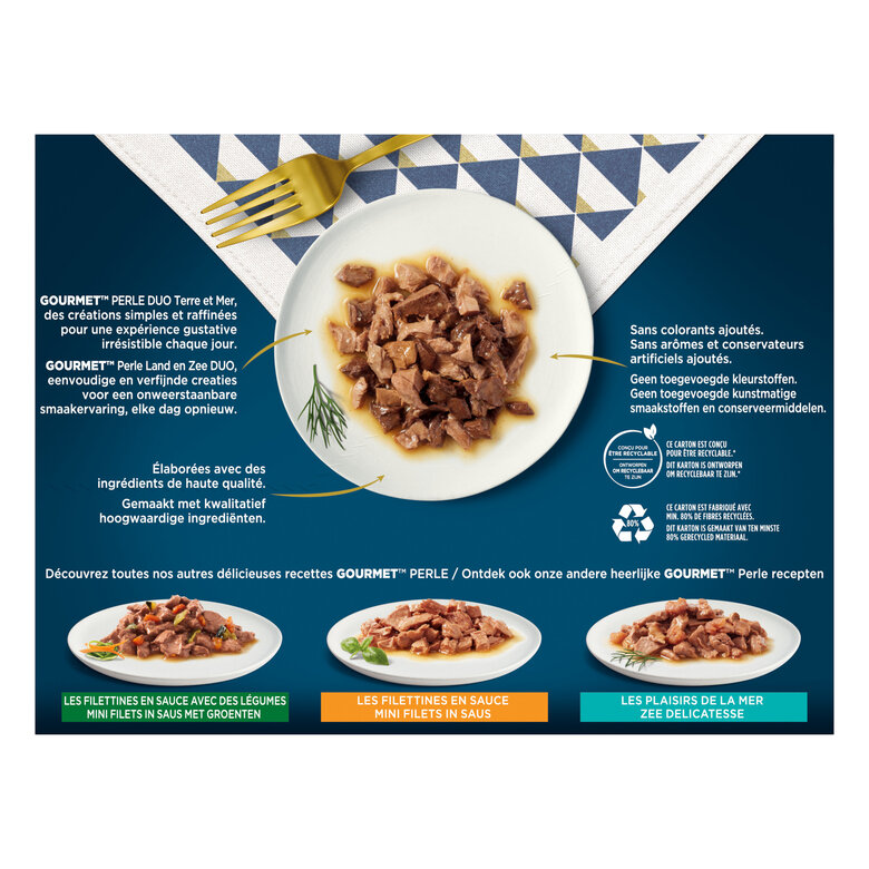 GOURMET - Sachets fraîcheurs PERLE Duo Terre et Mer pour chats - 12x85g Image numéro 2 GOURMET - Sachets fraîcheurs PERLE Duo Terre et Mer pour chats - 12x85g Image numéro 2