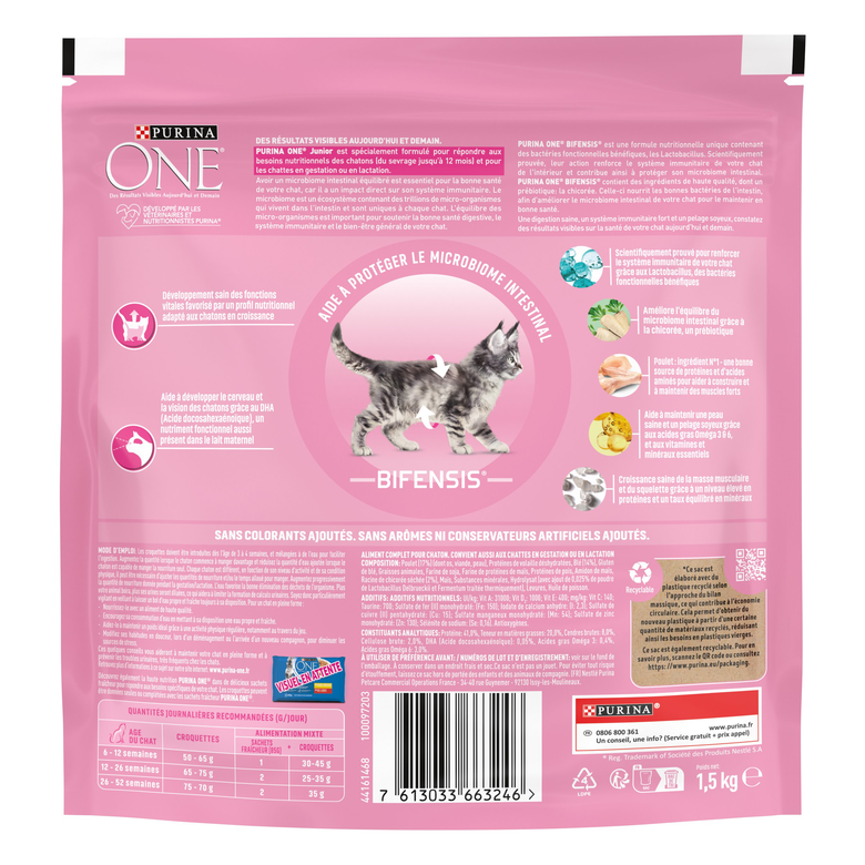Purina One - Croquettes au Poulet et Céréales pour Chaton - 1,5Kg Image numéro 3 Purina One - Croquettes au Poulet et Céréales pour Chaton - 1,5Kg Image numéro 3
