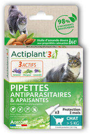 ActiPlant'3 - Pipettes Antiparasitaires et Apaisantes Bio pour Chat - x3