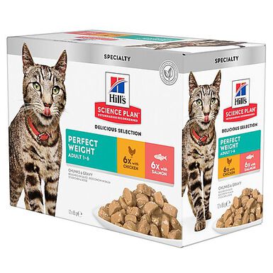 Hill's Science Plan - Adult Perfect Weight 12 Sachets Repas Pour Chat Poulet Et Saumon  - 12x85g