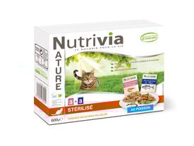 Nutrivia Nature - Sachets Bouchées Stérilisé en Gelée Poisson pour Chat - 6x100g